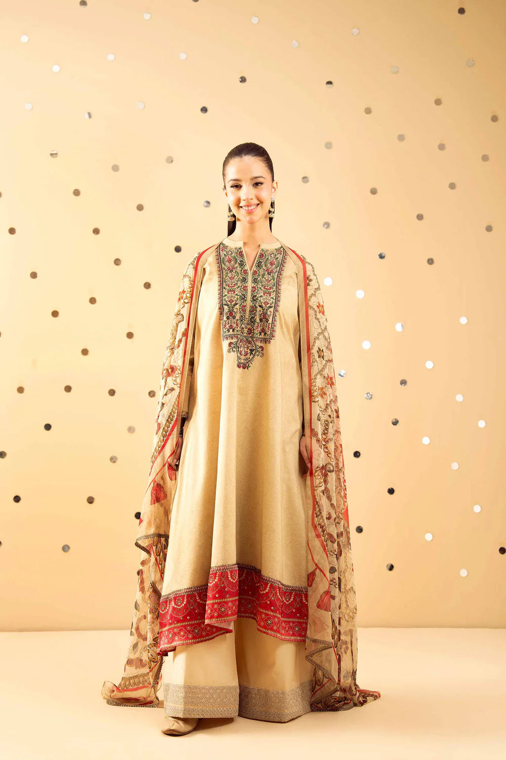 2 Piece - Printed Embroidered Suit - PE25-391