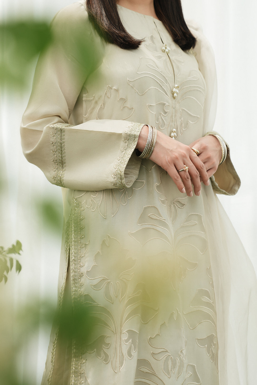 Kaas Long Silk Top | Ready to Wear Pakistani Suits UK | Women Ethnic Wear UK Online