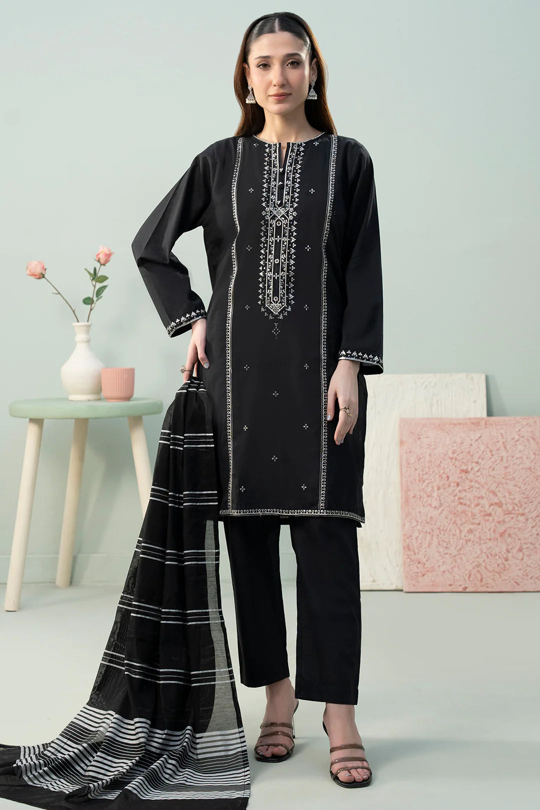 Embroidered Kurta Dupatta Trouser - 2113