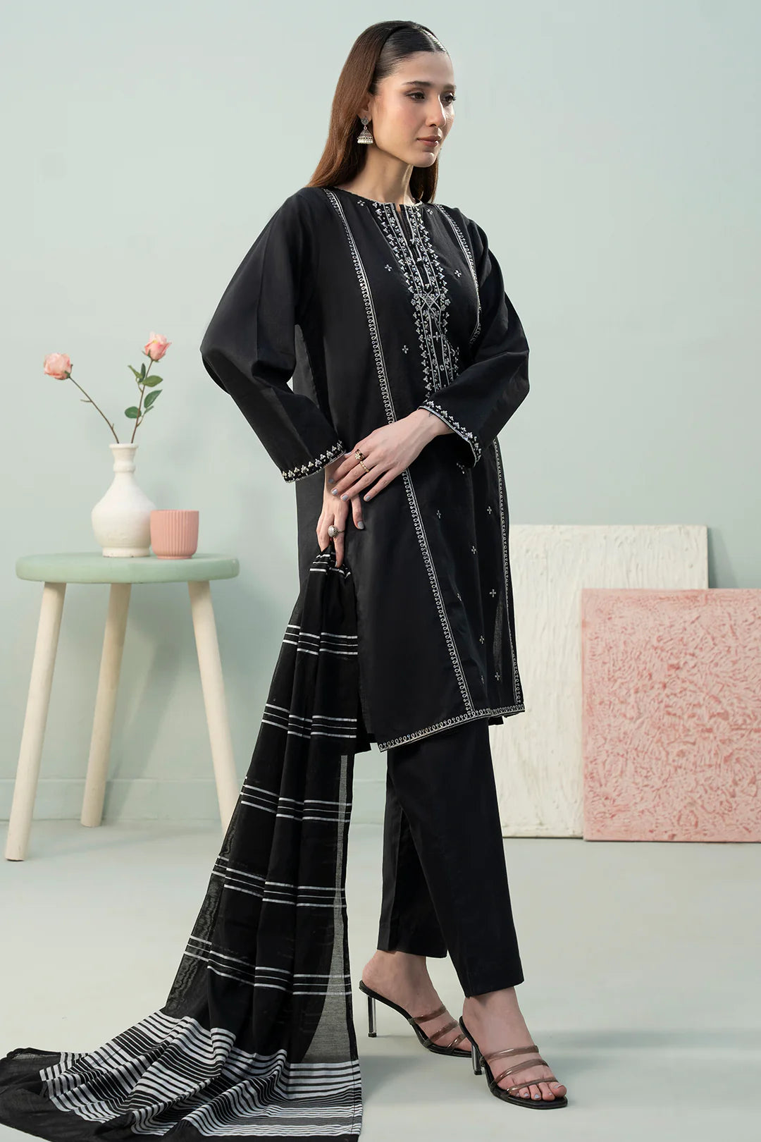 Embroidered Kurta Dupatta Trouser - 2113